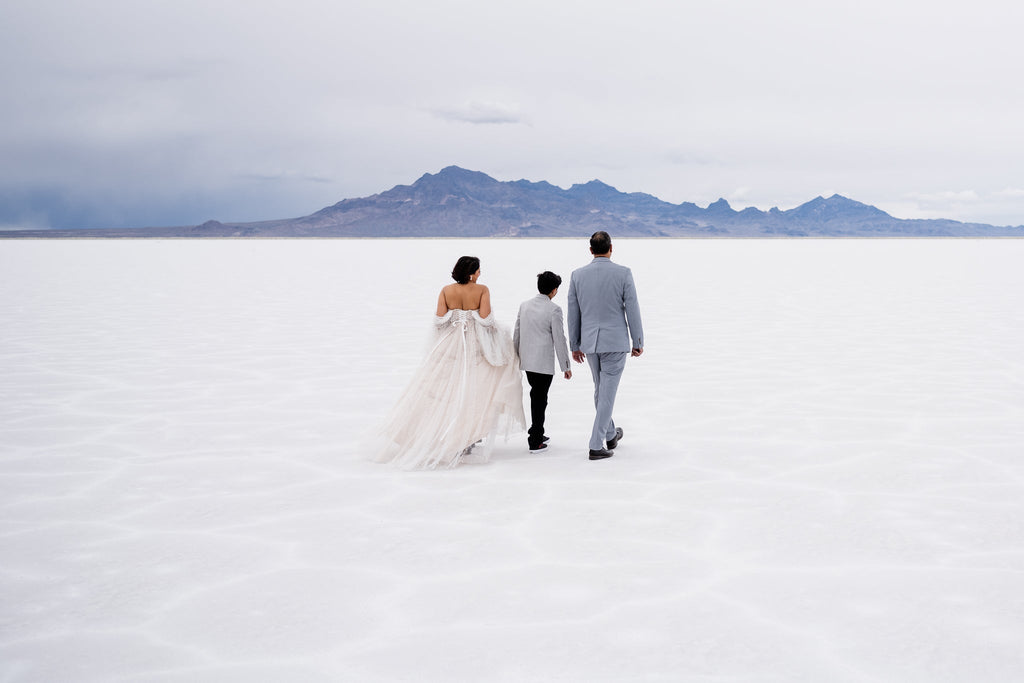 Esther Pearl dress at Rare Stormy flooded Salt Flats