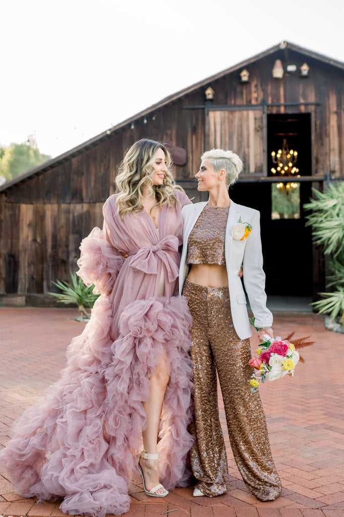 Styled photo shoot with pink tulle phoebe dress salt gowns